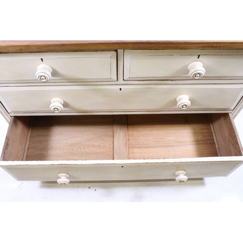 685 - Victorian part painted chest of two short and two long drawers, H 76cm, W 115cm, D 55cm