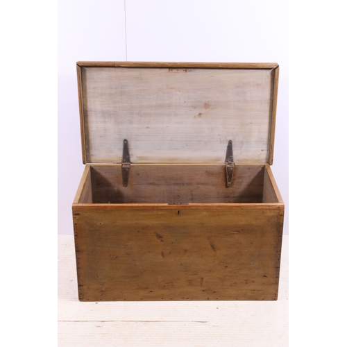 686 - Vintage pine tack box, H 39cm, W 73cm, D 41cm