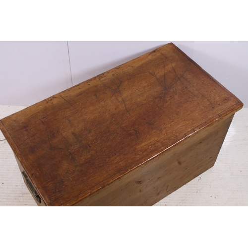 686 - Vintage pine tack box, H 39cm, W 73cm, D 41cm