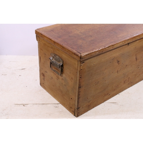 686 - Vintage pine tack box, H 39cm, W 73cm, D 41cm