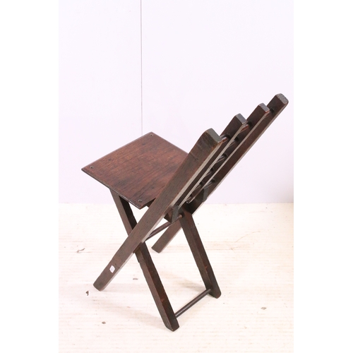 701 - Early 20th century oak folding child's chair with ladder back, H 60cm