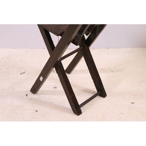 701 - Early 20th century oak folding child's chair with ladder back, H 60cm