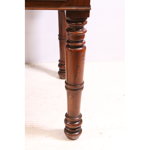 709 - 20th century mahogany dressing wash stand table on turned legs with central carved detail and five d... 