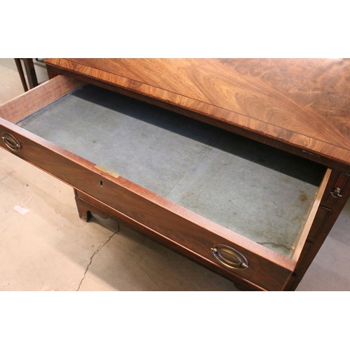 710 - Mahogany writing bureau with fold down front with fitted interior together with four lower long draw... 