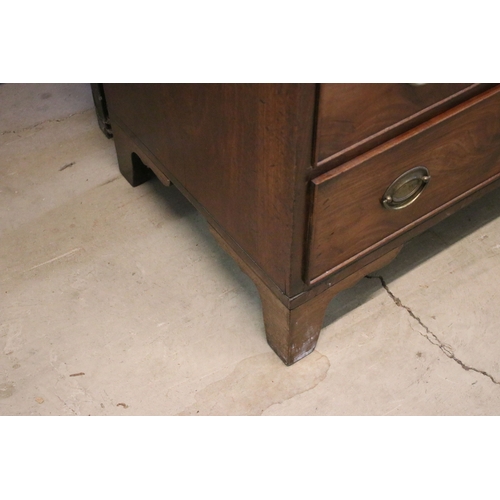 710 - Mahogany writing bureau with fold down front with fitted interior together with four lower long draw... 