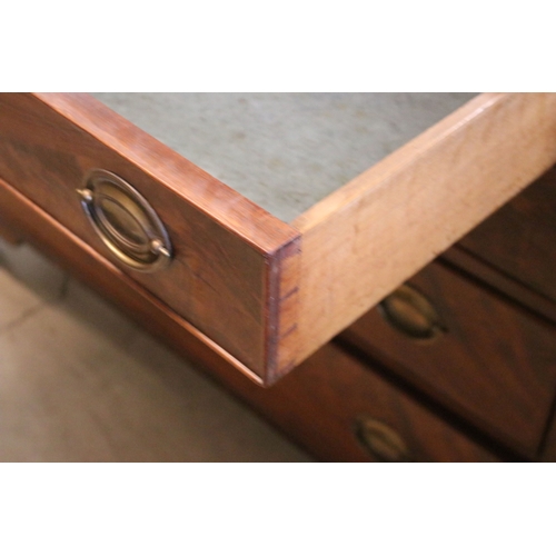 710 - Mahogany writing bureau with fold down front with fitted interior together with four lower long draw... 