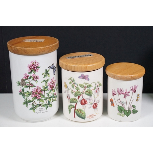 133 - Portmeirion 'The Botanic Garden' storage jars and five bowls together with Yankee candle burner and ... 