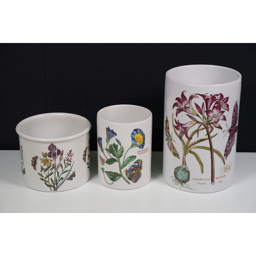 133 - Portmeirion 'The Botanic Garden' storage jars and five bowls together with Yankee candle burner and ... 