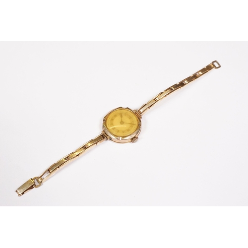 300A - A ladies hallmarked 9ct gold cased ladies wristwatch.