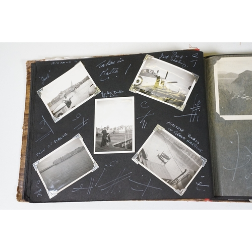 358 - A photograph album with contents of military interest, British sailor Peter Cripps on HMS Ark Royal ... 