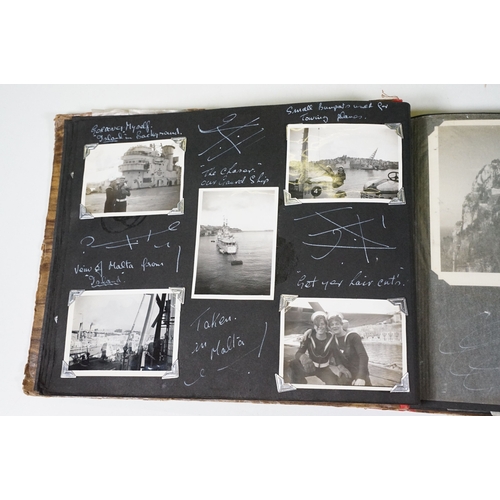 358 - A photograph album with contents of military interest, British sailor Peter Cripps on HMS Ark Royal ... 