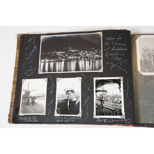 358 - A photograph album with contents of military interest, British sailor Peter Cripps on HMS Ark Royal ... 