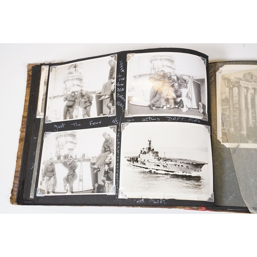 358 - A photograph album with contents of military interest, British sailor Peter Cripps on HMS Ark Royal ... 