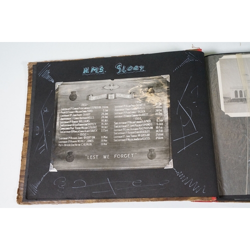 358 - A photograph album with contents of military interest, British sailor Peter Cripps on HMS Ark Royal ... 