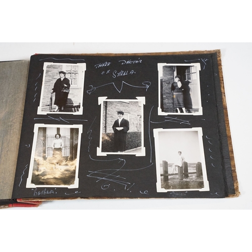 358 - A photograph album with contents of military interest, British sailor Peter Cripps on HMS Ark Royal ... 