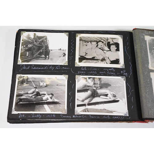 358 - A photograph album with contents of military interest, British sailor Peter Cripps on HMS Ark Royal ... 