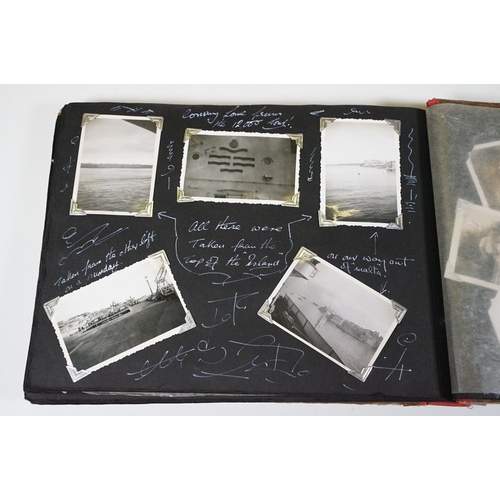 358 - A photograph album with contents of military interest, British sailor Peter Cripps on HMS Ark Royal ... 