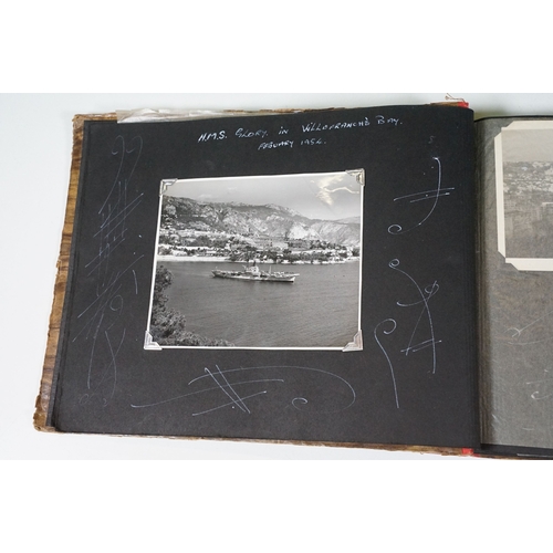 358 - A photograph album with contents of military interest, British sailor Peter Cripps on HMS Ark Royal ... 