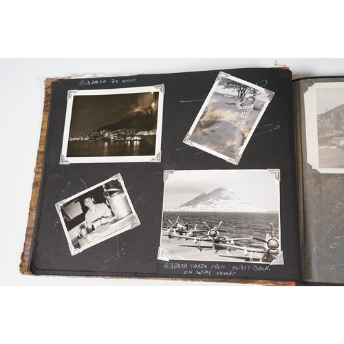 358 - A photograph album with contents of military interest, British sailor Peter Cripps on HMS Ark Royal ... 