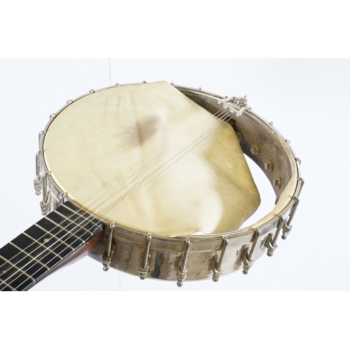 453 - Vintage open back banjo, stamped A Weaver. L 90cm