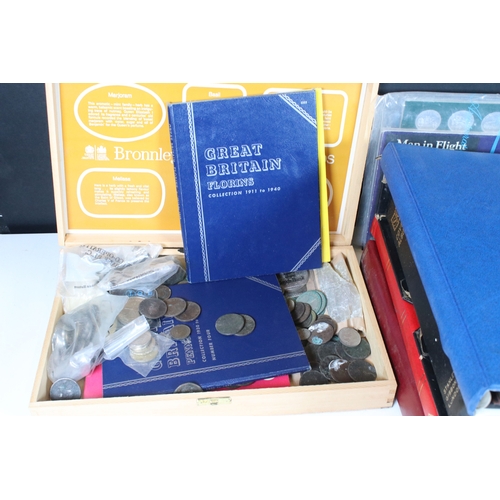 412 - Collection of world stamps and coins, stamps mostly in albums to dating from 19th Century onwards in... 