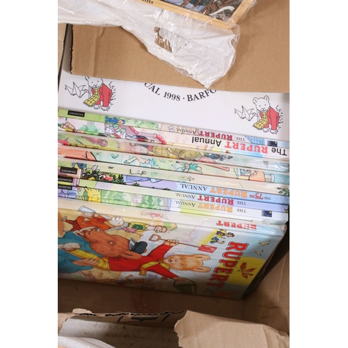 525A - Rupert Bear vintage annuals and books including 1960's and 70's examples (3 boxes)