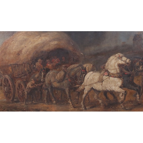 629 - Harden Sidney Melville (British, 1824 - 1894), horses pulling a loaded wagon, oil on canvas, signed ... 