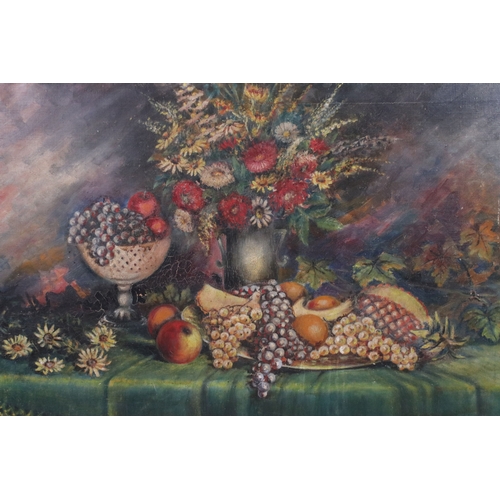 632 - W Karinsky, still life study of fruit and flowers, oil on canvas, signed lower right and dated 1930,... 