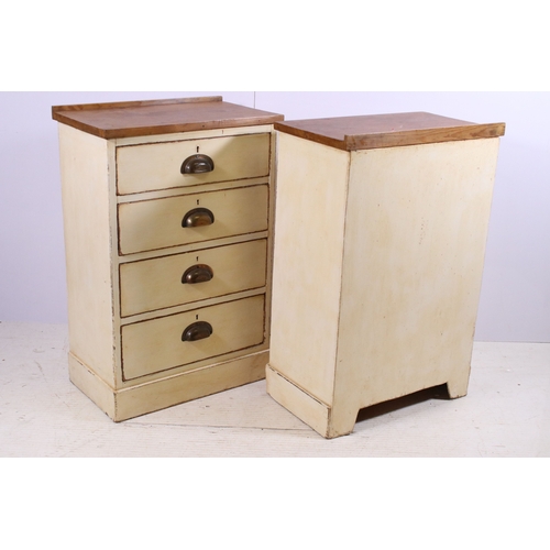 674 - Vintage pair of four drawer bedside chests, H 75cm, W 51cm, D 29cm