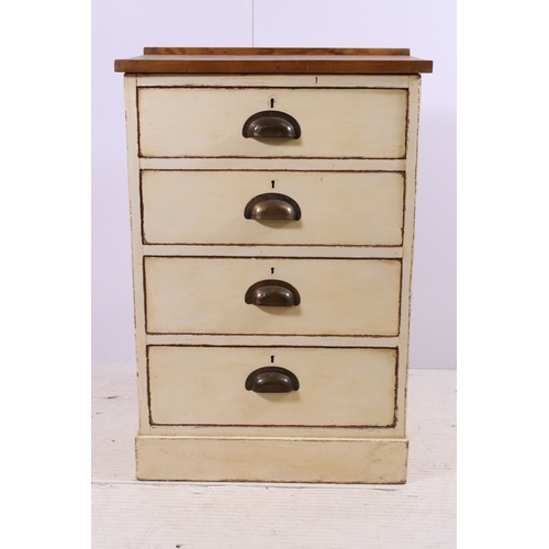 674 - Vintage pair of four drawer bedside chests, H 75cm, W 51cm, D 29cm