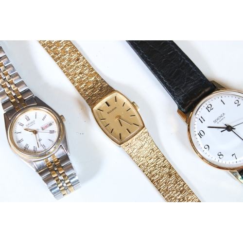 261 - A collection of ladies and gents wristwatches to include Bulova and Seiko examples.