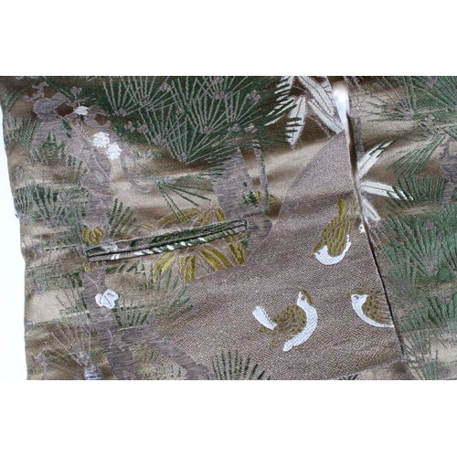 376 - Japanese short sleeved jacket with embroidered decoration of birds within foliage