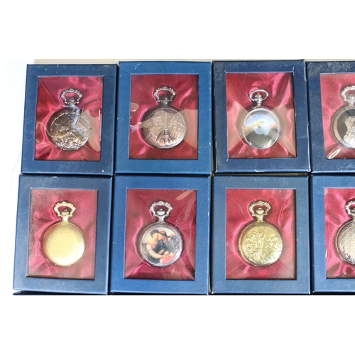 385 - A large collection of contemporary pocket watches all presented within fitted gift display boxes.