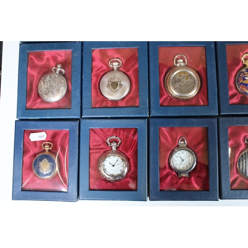 385 - A large collection of contemporary pocket watches all presented within fitted gift display boxes.