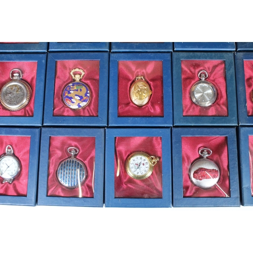 385 - A large collection of contemporary pocket watches all presented within fitted gift display boxes.