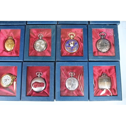 385 - A large collection of contemporary pocket watches all presented within fitted gift display boxes.