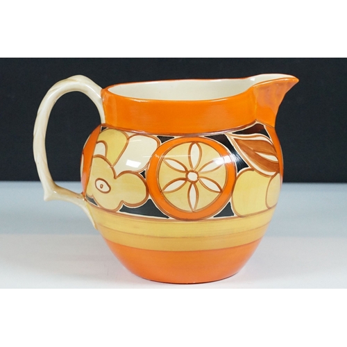 1 - Bizarre by Clarice Cliff 'Sliced Fruit' pattern Art Deco jug, approx. H 14cm