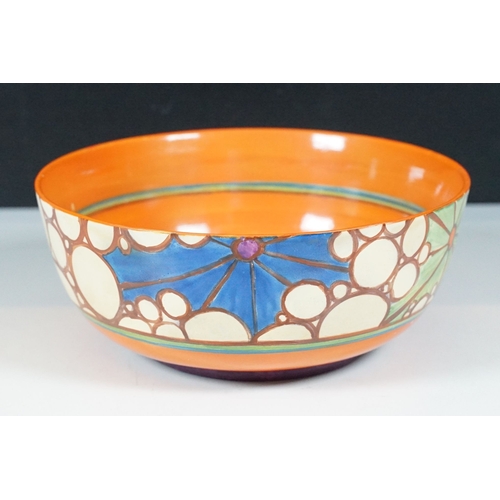 16 - Fantasque by Clarice Cliff hand painted Art Deco floral and geometric broth bowl, H 8cm, diameter 19... 