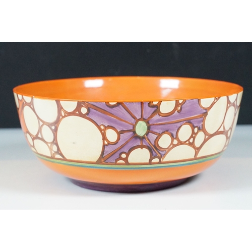 16 - Fantasque by Clarice Cliff hand painted Art Deco floral and geometric broth bowl, H 8cm, diameter 19... 