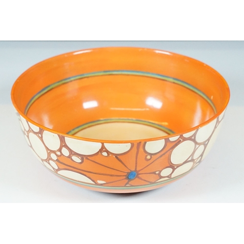 16 - Fantasque by Clarice Cliff hand painted Art Deco floral and geometric broth bowl, H 8cm, diameter 19... 