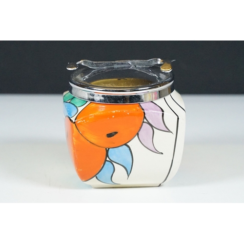 17 - Bizarre by Clarice Cliff 'Oranges pattern' shape 516 sugar box pot, hand painted with stylised fruit... 