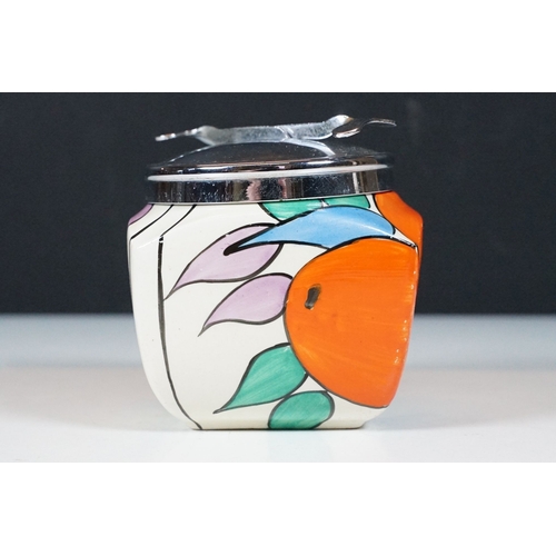 17 - Bizarre by Clarice Cliff 'Oranges pattern' shape 516 sugar box pot, hand painted with stylised fruit... 