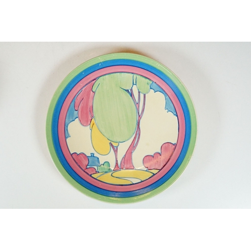 18 - Bizarre by Clarice Cliff Art Deco hand painted 'Pastel Autumn' pattern plate, diameter 23cm