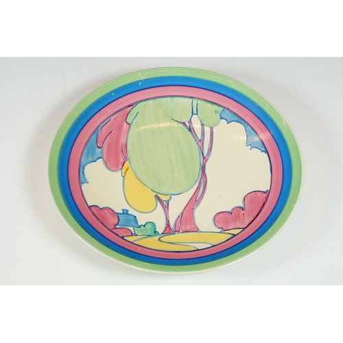 18 - Bizarre by Clarice Cliff Art Deco hand painted 'Pastel Autumn' pattern plate, diameter 23cm