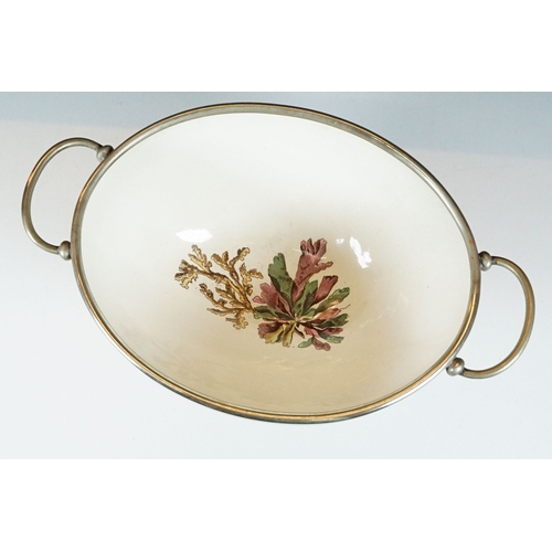 27 - Wedgwood 'Lobster' footed creamware salad bowl, decorated in naturalistic background, modelled as a ... 