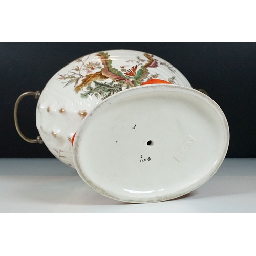 27 - Wedgwood 'Lobster' footed creamware salad bowl, decorated in naturalistic background, modelled as a ... 