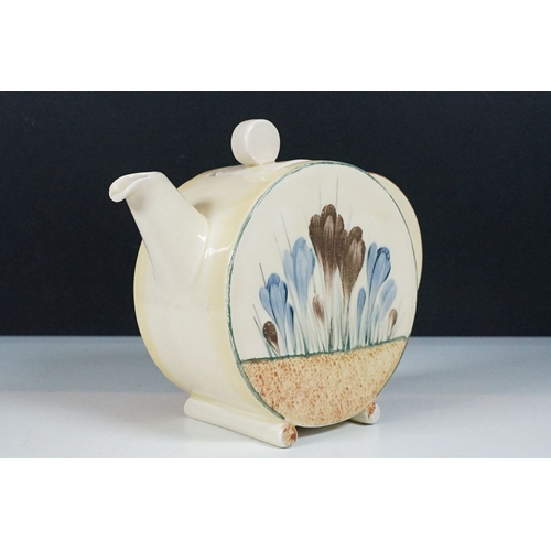 3 - Bizarre by Clarice Cliff 'The Biarritz' Royal Staffordshire Regd.No.784849, Art Deco teapot in 'Blue... 