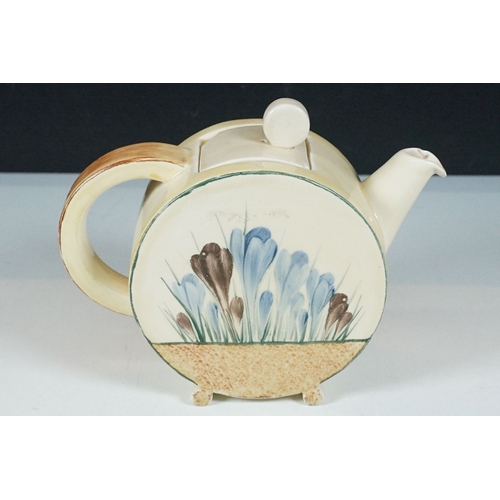 3 - Bizarre by Clarice Cliff 'The Biarritz' Royal Staffordshire Regd.No.784849, Art Deco teapot in 'Blue... 