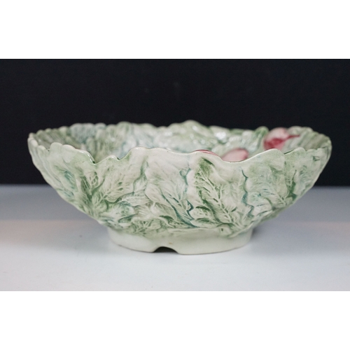 31 - GV Pottery Vintage radish Majolica draining salad bowl, diameter 23.5cm and plate W 26cm D 30cm