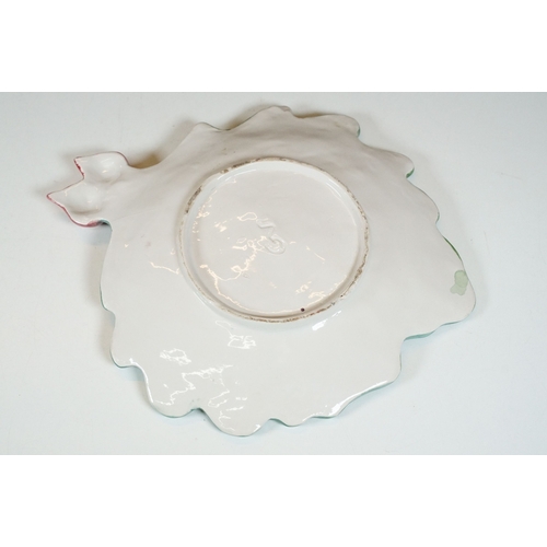 31 - GV Pottery Vintage radish Majolica draining salad bowl, diameter 23.5cm and plate W 26cm D 30cm